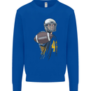 American Football Player Holding a Ball Mens Sweatshirt Jumper Royal Blue