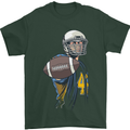 American Football Player Holding a Ball Mens T-Shirt Cotton Gildan Forest Green