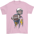 American Football Player Holding a Ball Mens T-Shirt Cotton Gildan Light Pink