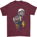 American Football Player Holding a Ball Mens T-Shirt Cotton Gildan Maroon