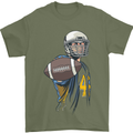 American Football Player Holding a Ball Mens T-Shirt Cotton Gildan Military Green