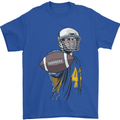 American Football Player Holding a Ball Mens T-Shirt Cotton Gildan Royal Blue