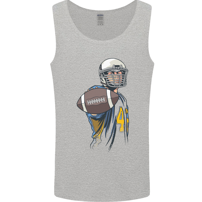 American Football Player Holding a Ball Mens Vest Tank Top Sports Grey