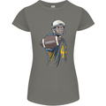 American Football Player Holding a Ball Womens Petite Cut T-Shirt Charcoal