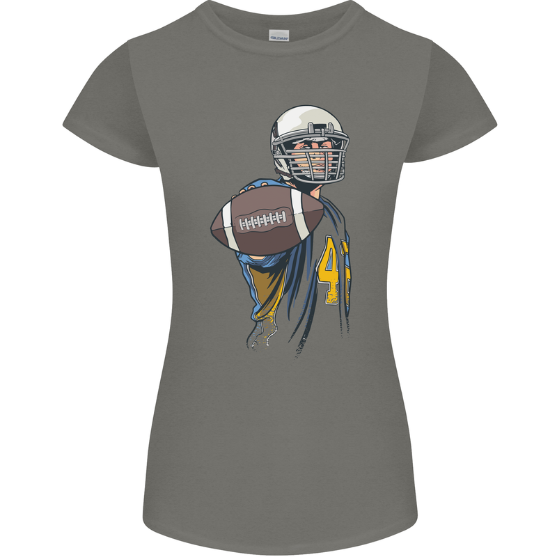 American Football Player Holding a Ball Womens Petite Cut T-Shirt Charcoal