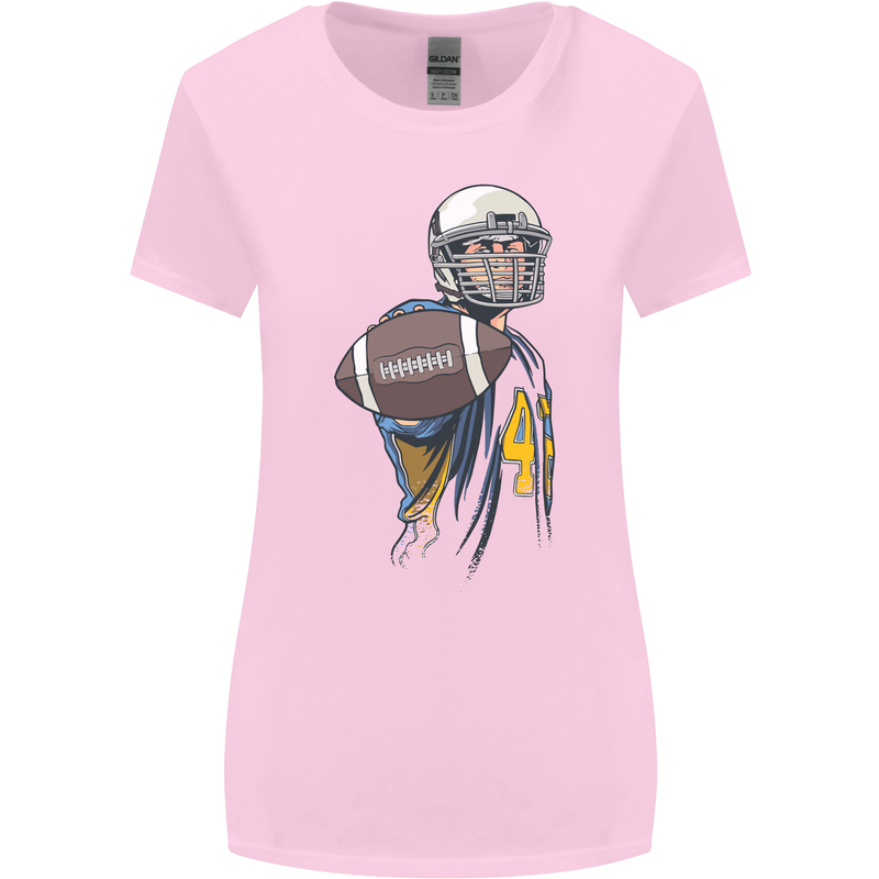 American Football Player Holding a Ball Womens Wider Cut T-Shirt Light Pink