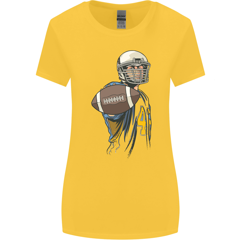American Football Player Holding a Ball Womens Wider Cut T-Shirt Yellow