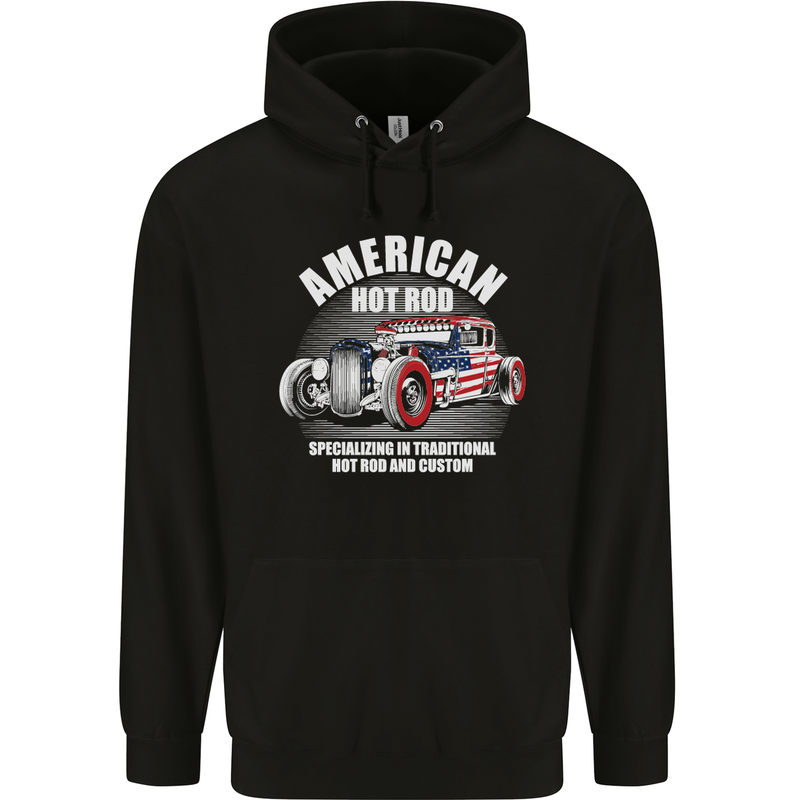 American Hot Rod Hotrod Dragster Racing Mens Hoodie Black