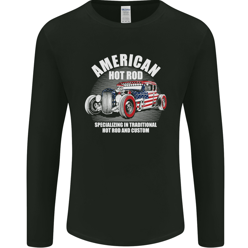 American Hot Rod Hotrod Dragster Racing Mens Long Sleeve T-Shirt Black