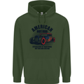 American Hot Rod Hotrod Enthusiast Car Childrens Kids Hoodie Forest Green