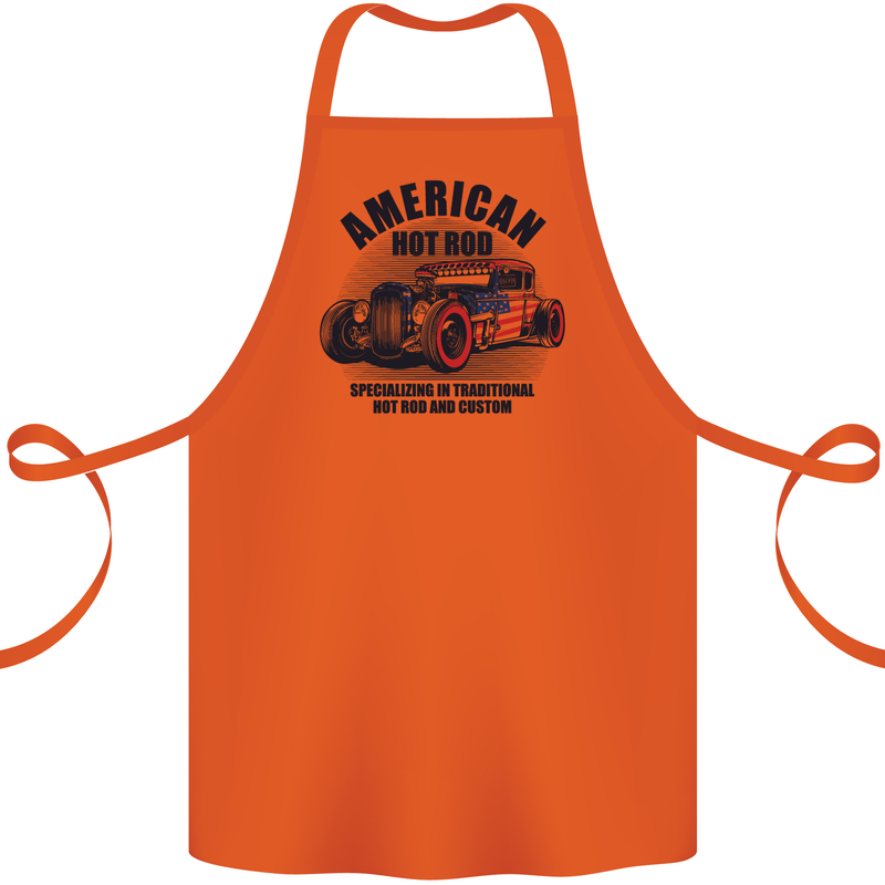 American Hot Rod Hotrod Enthusiast Car Cotton Apron 100% Organic Orange