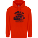 American Hot Rod Hotrod Enthusiast Car Mens 80% Cotton Hoodie Bright Red