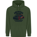 American Hot Rod Hotrod Enthusiast Car Mens 80% Cotton Hoodie Forest Green