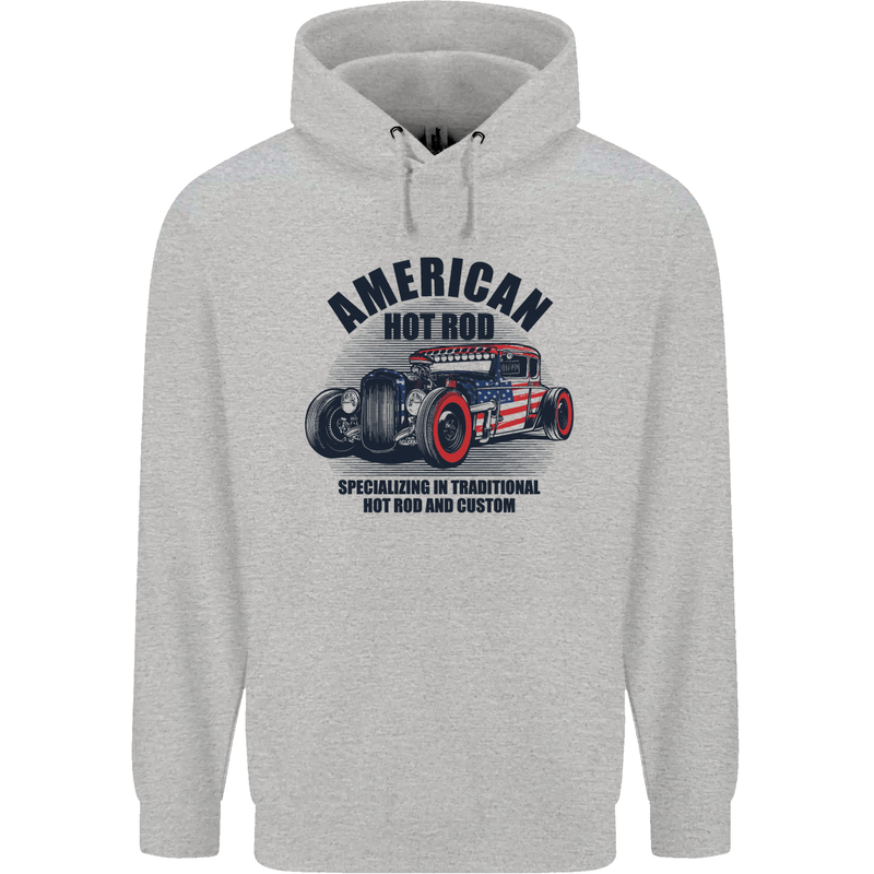 American Hot Rod Hotrod Enthusiast Car Mens 80% Cotton Hoodie Sports Grey