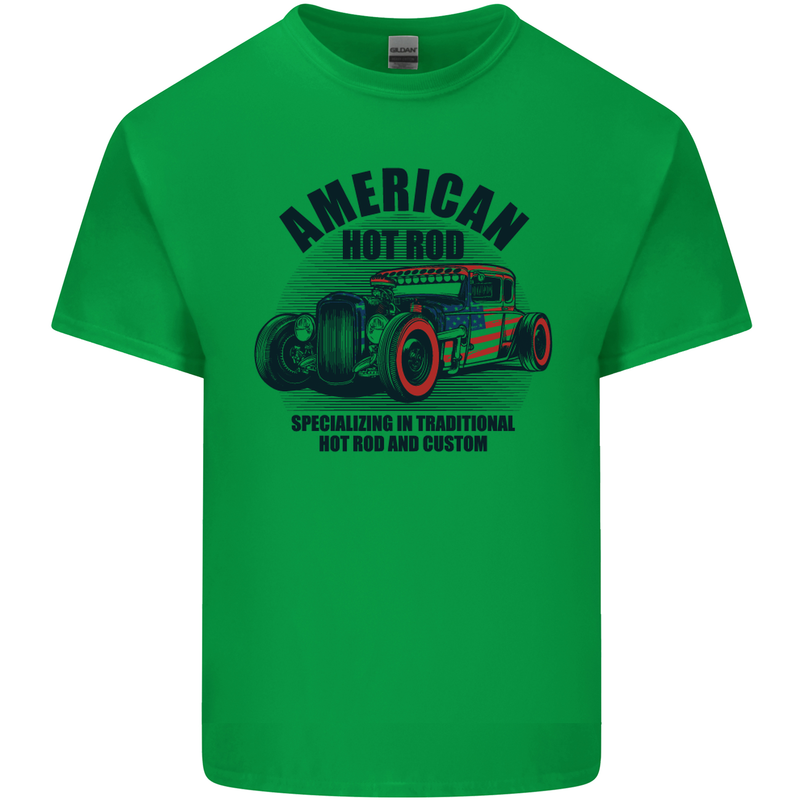 American Hot Rod Hotrod Enthusiast Car Mens Cotton T-Shirt Tee Top Irish Green
