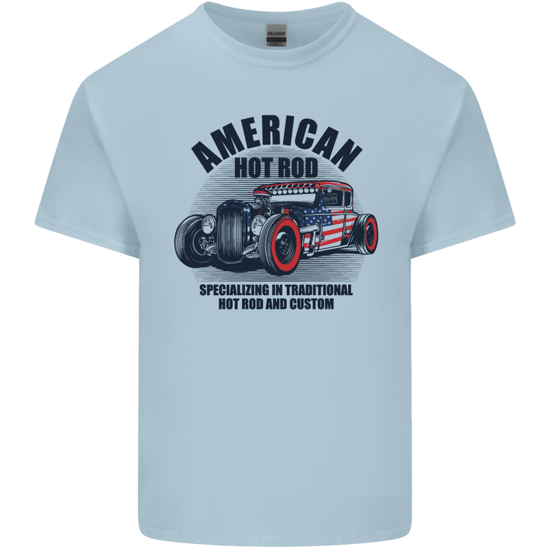 American Hot Rod Hotrod Enthusiast Car Mens Cotton T-Shirt Tee Top Light Blue
