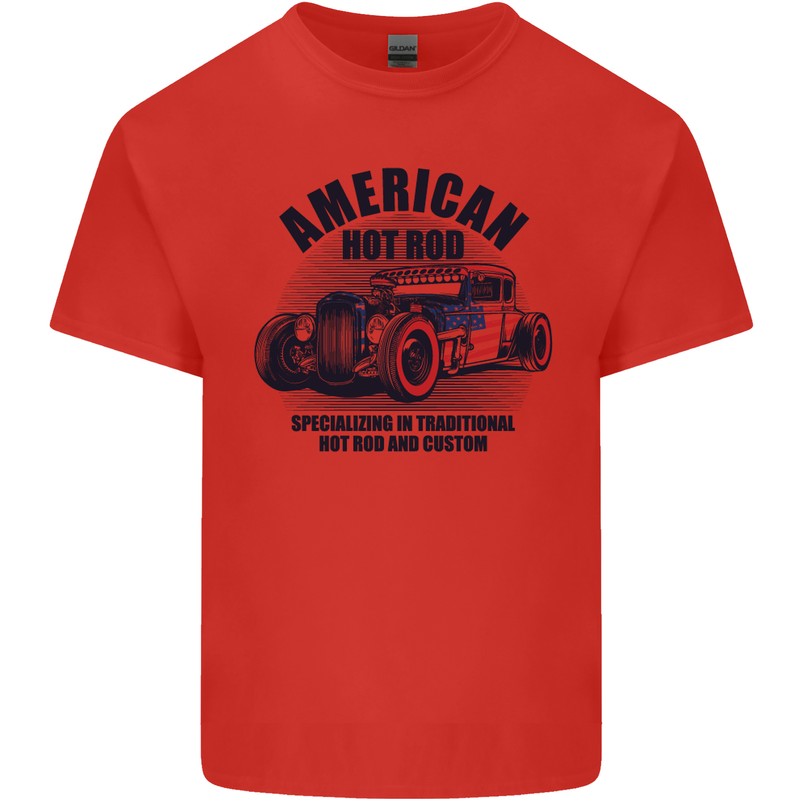 American Hot Rod Hotrod Enthusiast Car Mens Cotton T-Shirt Tee Top Red