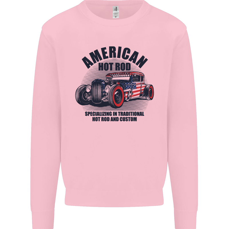 American Hot Rod Hotrod Enthusiast Car Mens Sweatshirt Jumper Light Pink