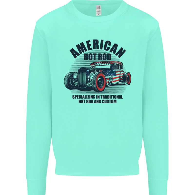 American Hot Rod Hotrod Enthusiast Car Mens Sweatshirt Jumper Peppermint