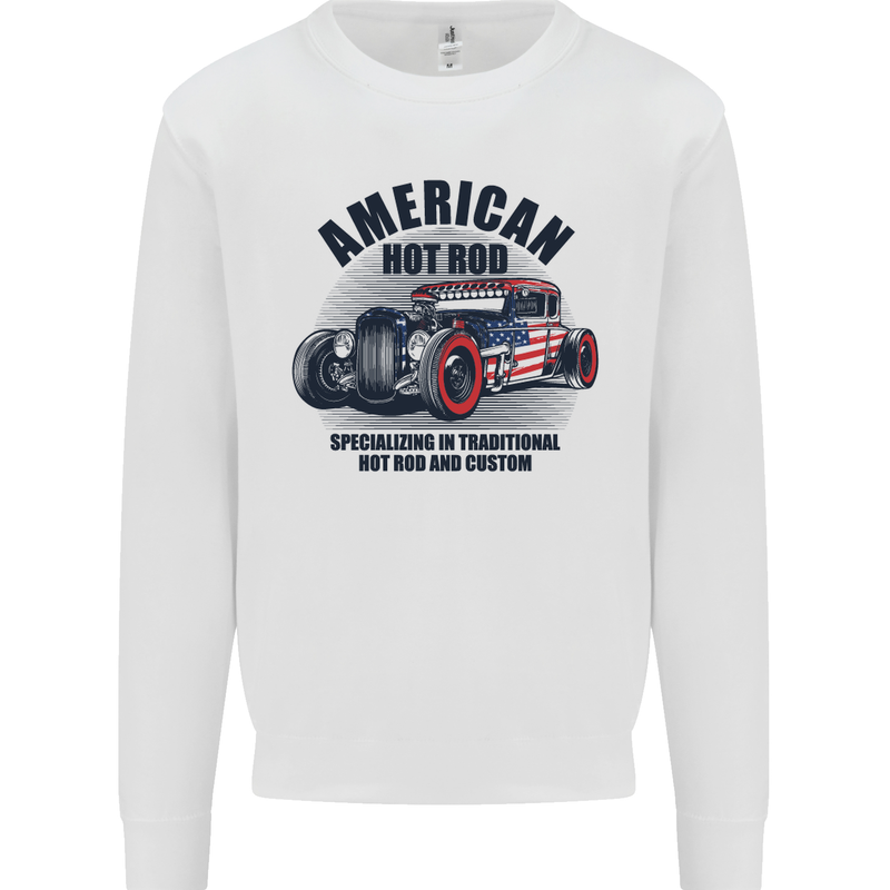 American Hot Rod Hotrod Enthusiast Car Mens Sweatshirt Jumper White