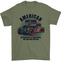 American Hot Rod Hotrod Enthusiast Car Mens T-Shirt Cotton Gildan Military Green