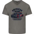 American Hot Rod Hotrod Enthusiast Car Mens V-Neck Cotton T-Shirt Charcoal