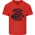 American Hot Rod Hotrod Enthusiast Car Mens V-Neck Cotton T-Shirt Red