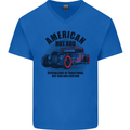 American Hot Rod Hotrod Enthusiast Car Mens V-Neck Cotton T-Shirt Royal Blue