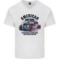 American Hot Rod Hotrod Enthusiast Car Mens V-Neck Cotton T-Shirt White