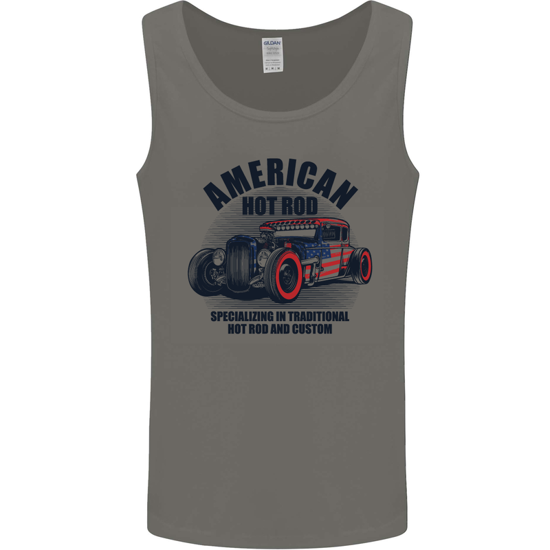 American Hot Rod Hotrod Enthusiast Car Mens Vest Tank Top Charcoal