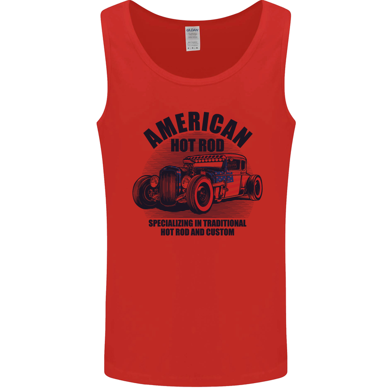 American Hot Rod Hotrod Enthusiast Car Mens Vest Tank Top Red