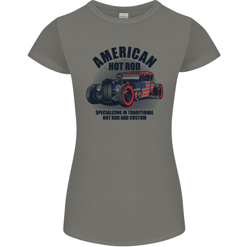 American Hot Rod Hotrod Enthusiast Car Womens Petite Cut T-Shirt Charcoal
