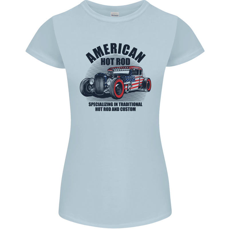 American Hot Rod Hotrod Enthusiast Car Womens Petite Cut T-Shirt Light Blue