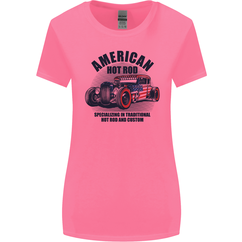 American Hot Rod Hotrod Enthusiast Car Womens Wider Cut T-Shirt Azalea