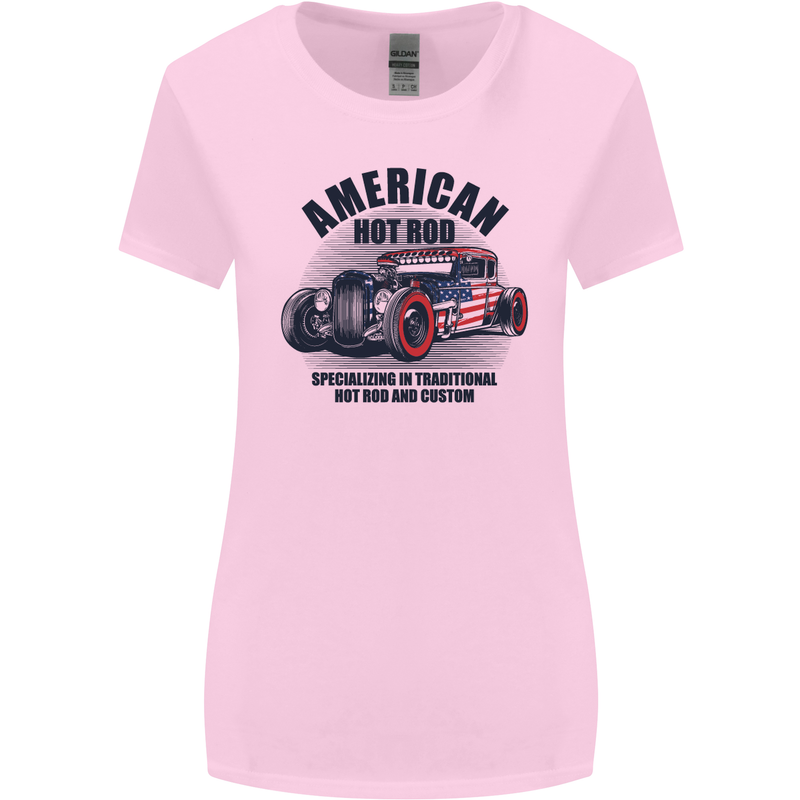 American Hot Rod Hotrod Enthusiast Car Womens Wider Cut T-Shirt Light Pink
