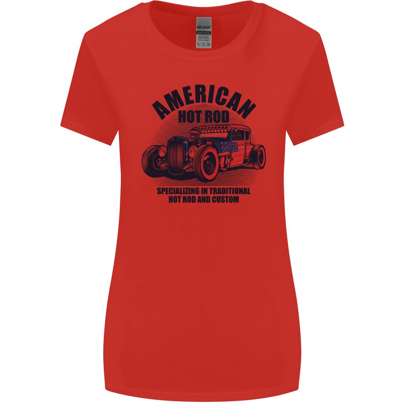 American Hot Rod Hotrod Enthusiast Car Womens Wider Cut T-Shirt Red