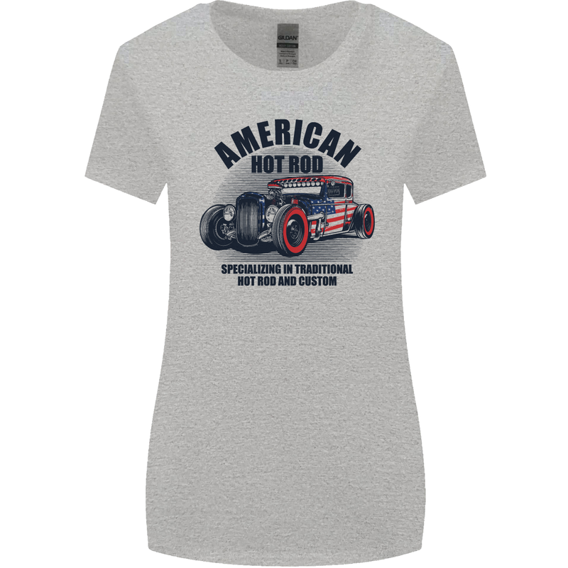 American Hot Rod Hotrod Enthusiast Car Womens Wider Cut T-Shirt Sports Grey