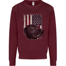 American Labrador USA Flag Dog Kids Sweatshirt Jumper Maroon