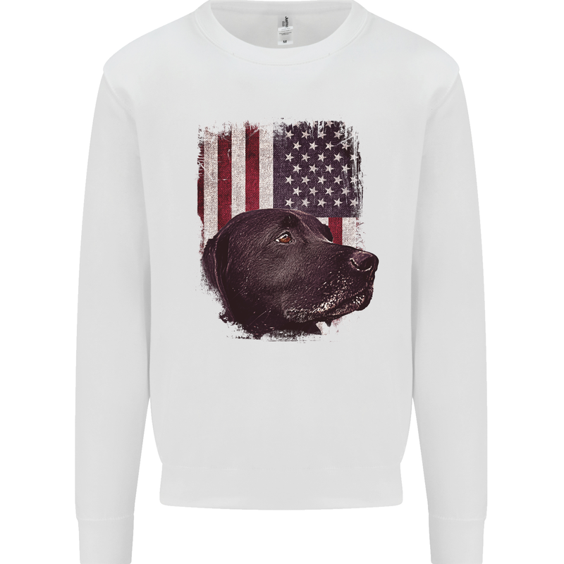 American Labrador USA Flag Dog Kids Sweatshirt Jumper White