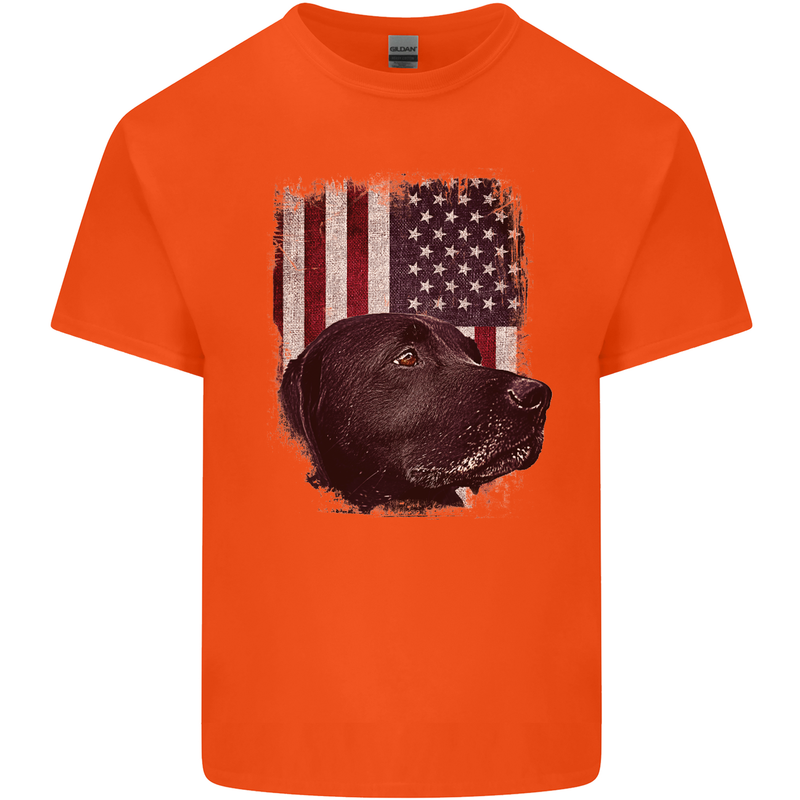 American Labrador USA Flag Dog Kids T-Shirt Childrens Orange
