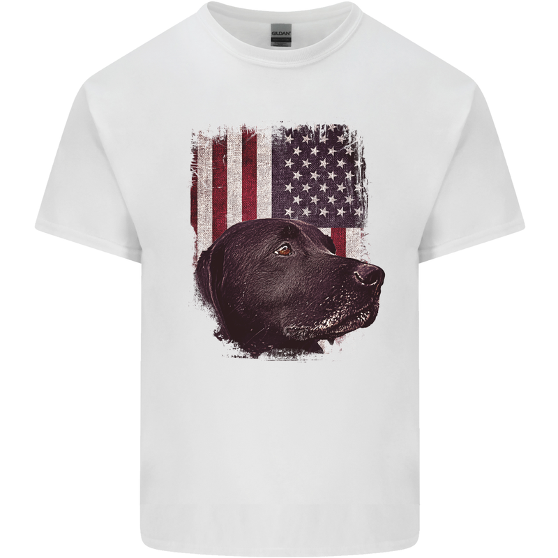 American Labrador USA Flag Dog Kids T-Shirt Childrens White