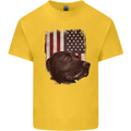 American Labrador USA Flag Dog Kids T-Shirt Childrens Yellow