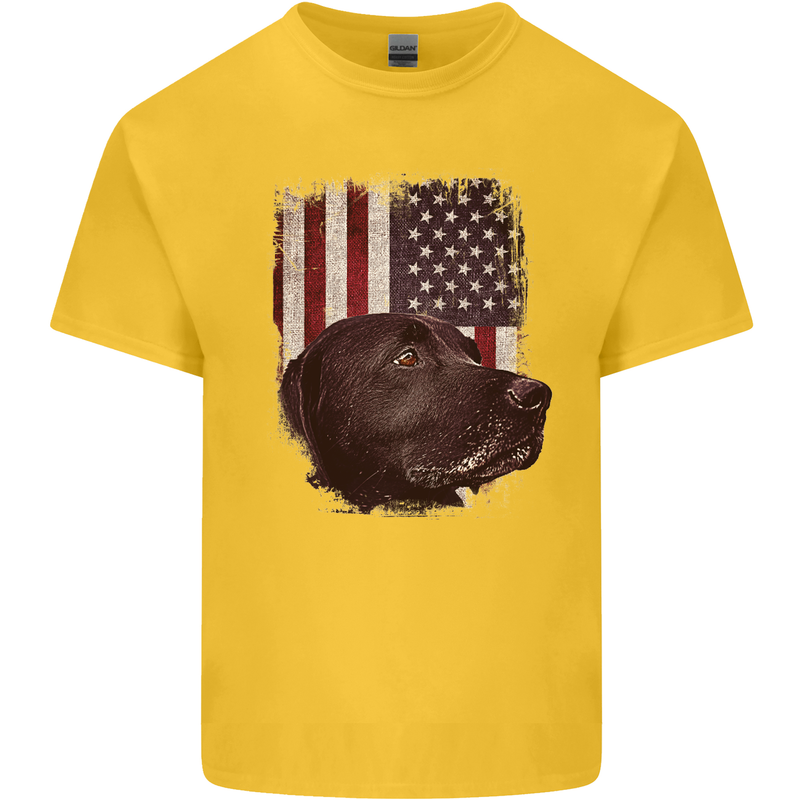 American Labrador USA Flag Dog Kids T-Shirt Childrens Yellow