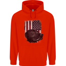 American Labrador USA Flag Dog Mens 80% Cotton Hoodie Bright Red