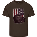 American Labrador USA Flag Dog Mens Cotton T-Shirt Tee Top Dark Chocolate