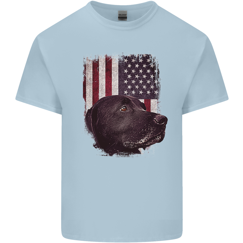 American Labrador USA Flag Dog Mens Cotton T-Shirt Tee Top Light Blue