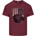 American Labrador USA Flag Dog Mens Cotton T-Shirt Tee Top Maroon