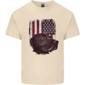 American Labrador USA Flag Dog Mens Cotton T-Shirt Tee Top Natural