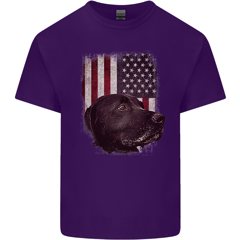 American Labrador USA Flag Dog Mens Cotton T-Shirt Tee Top Purple