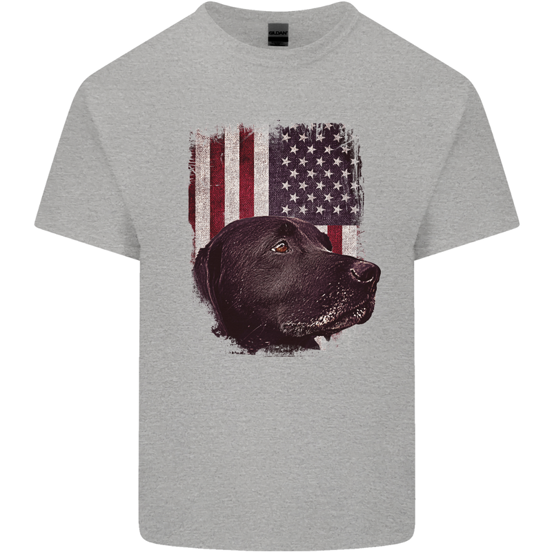 American Labrador USA Flag Dog Mens Cotton T-Shirt Tee Top Sports Grey